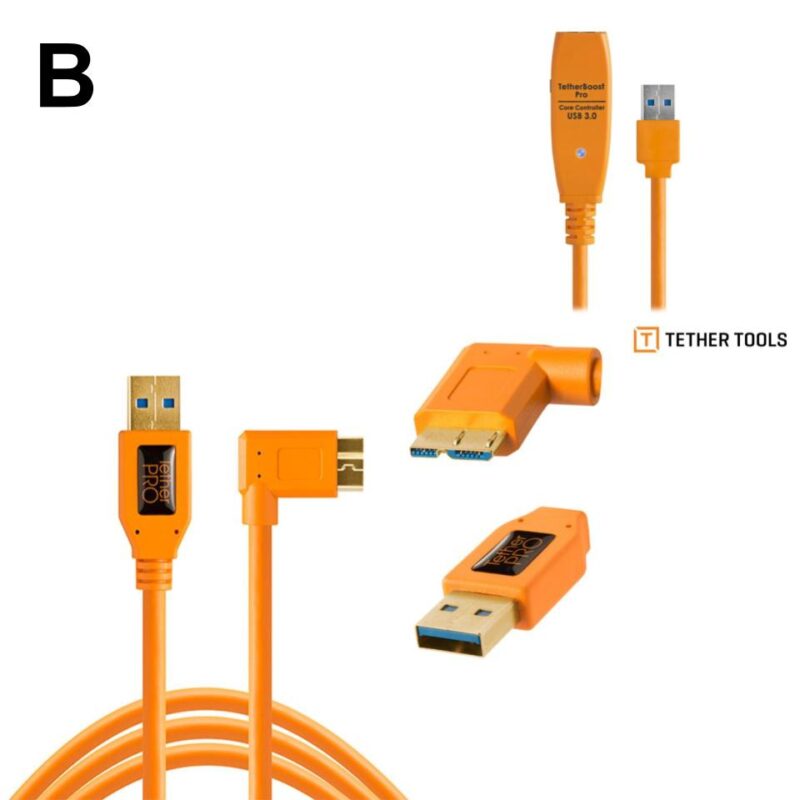 B ✤ Tether Tools USB-A 3.0 轉 Micro-B3.0 (4.6M 直角)+Tether Tools USB 3.0 訊號傳輸加強器